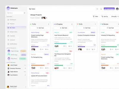 Task Management Dashboard admin panel app crm dashboard design kanban menu my task product project management saas task board ui design ux design