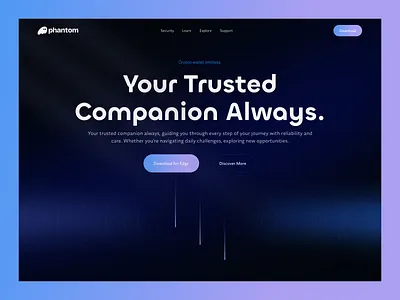 Phantom Crypto Wallet Website blockchain ui crypto design crypto wallet crypto website nft phantom wallet uxui web design web3 website