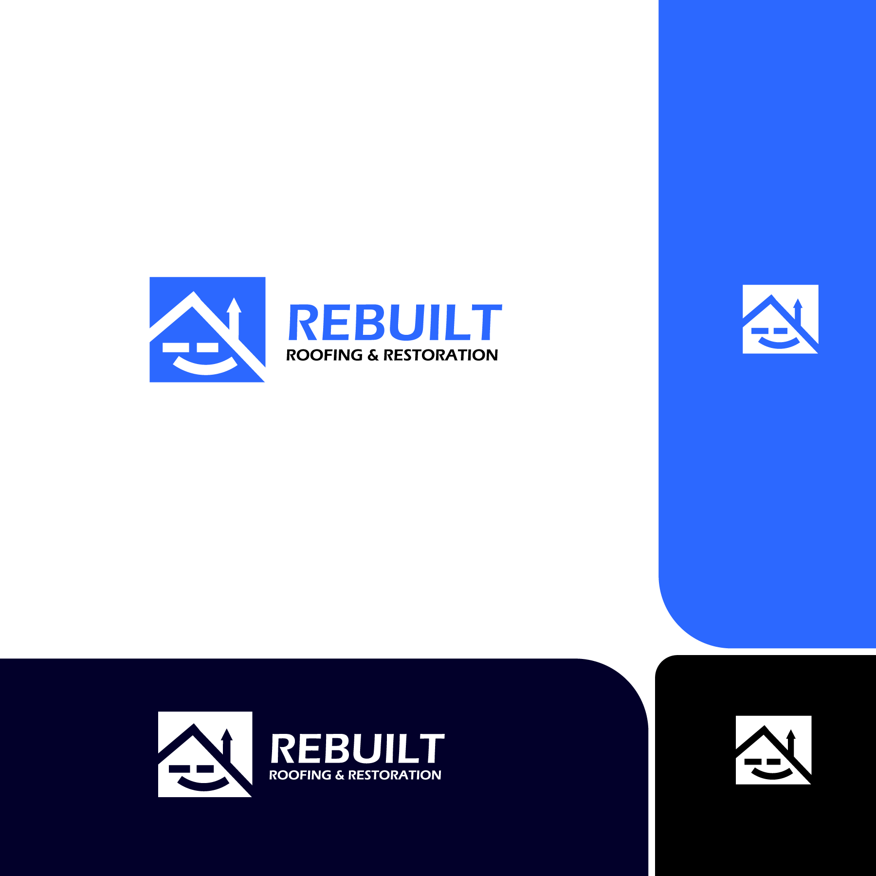 Constraction company Logo blue branding building constraction logo graphic design happy happy home logo minimal modern real estate rebuild roof rooftoop smile unique