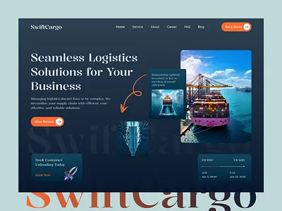 Logistics Website Design courier landing page design logistics landing page logistics website ui design ux dessign website design