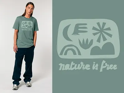 Nature is Free Illustration art licensing graphictshirt hand lettering illustration lettering licensing outdoor tshirt