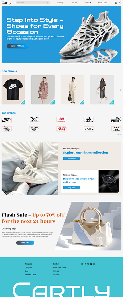 Cartly | E-commerce website | Landing page | Hero section apps design branding design hero section home page illustration landing page ui ux design web design