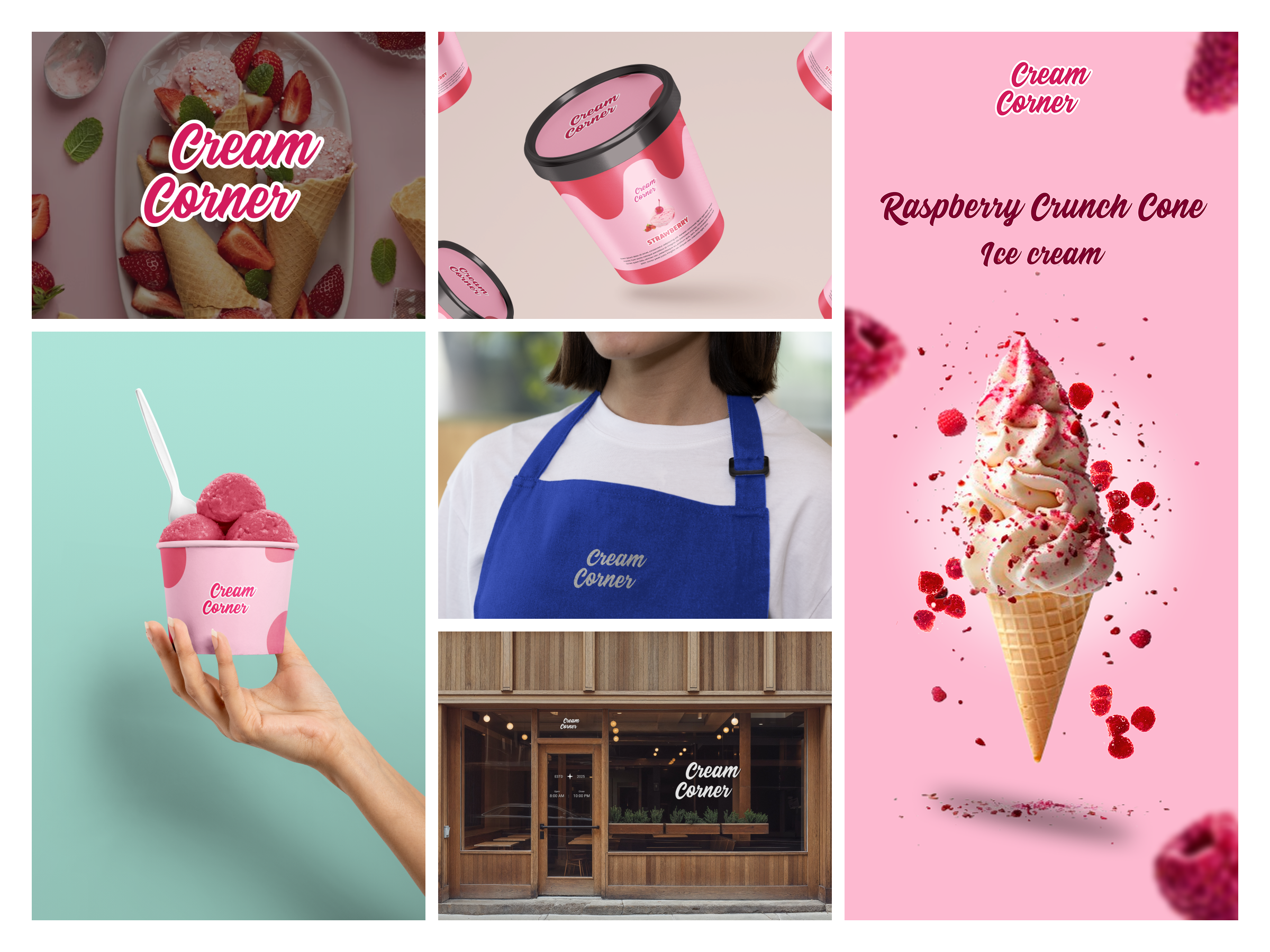 Cream Corner - Brand Identity branding project cone ice cream icecream icecream falavour icecreamshop branding shop vector