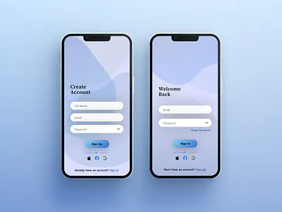 Clean Login & Registration Screens app design login screen ui ui mobile design ux