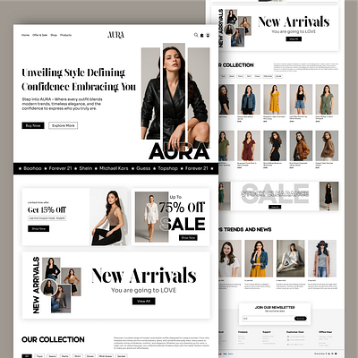 AURA E-commerce Landing Page UX UI Design adobe xd app branding design figma graphic design illustration logo ui vector