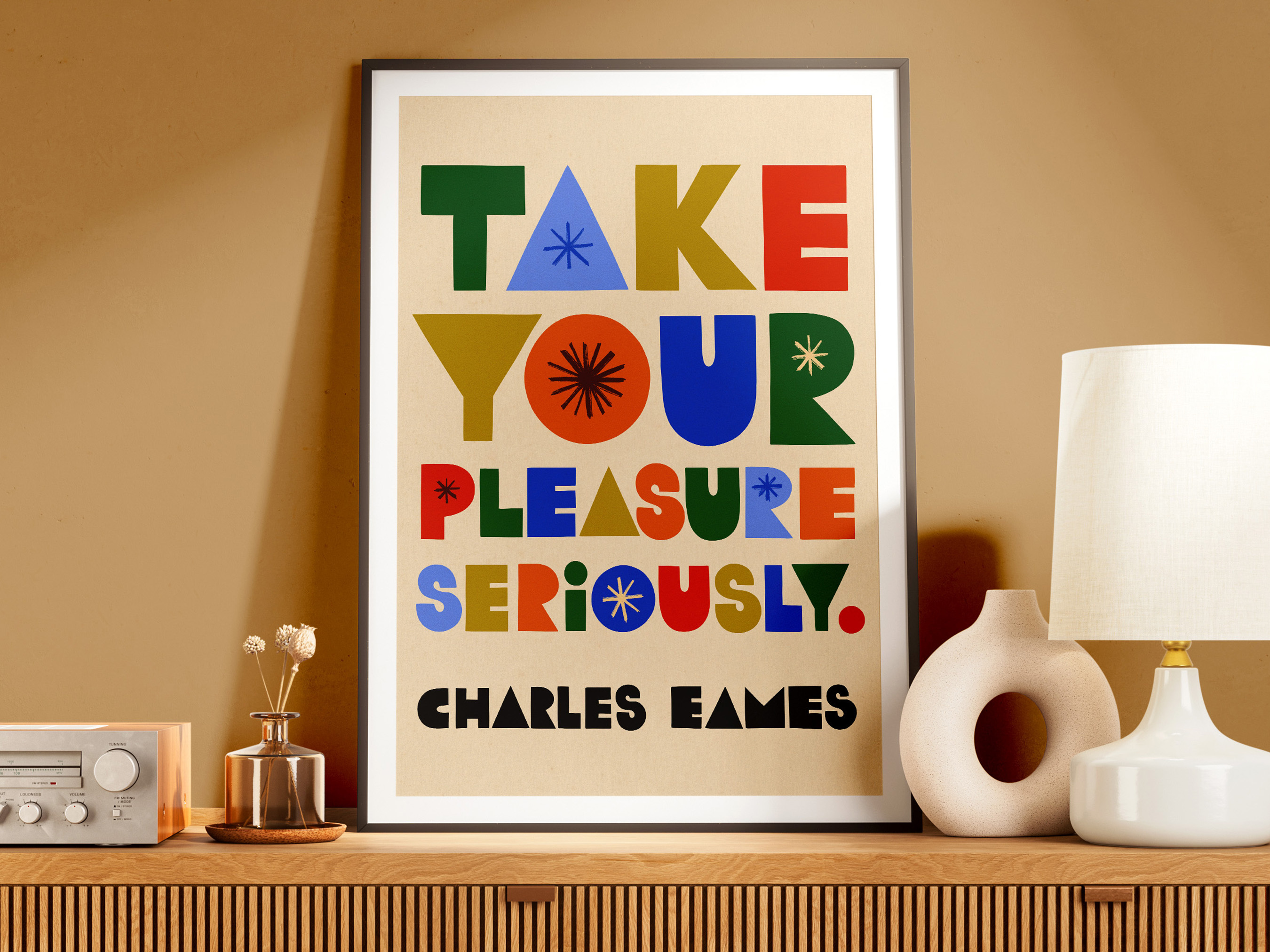 Take Your Pleasure Seriously - Poster Design charles eames graphic design illustration lettering mid century poster design typography