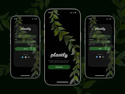 Onboarding screens for a plant & gardening app- Plantly #dailyui dailyui gardening login onboarning plants sign in ui ux welcome screen