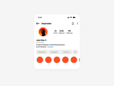 Instagram Profile Page UI Concept - Light Mode design figma graphic design instagram light mode minimal minimal design minimalism profile profile page social media ui ui card ui card design ui design uxui uxui design