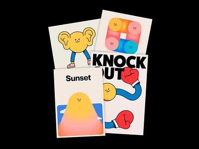 Playful Character Poster Series artistic series artworks bright colors character posters contemporary illustration creative layout fun design gradient style graphic fun happy faces joyful design minimal shapes modern graphics playful characters poster illustration quirky concepts typography unique posters visual identity whimsical art