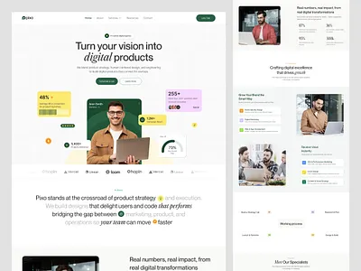 Modern Digital Agency Website Design for Pixo" agency website creative agency digital agency digital products dribbble growth agency landing page landingpage marketing website minimal ui modern web design pixo product strategy startup design ui ux ui design web app design website website design
