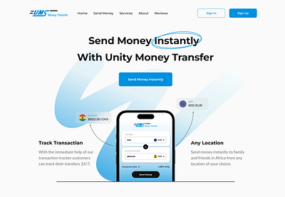 Money Transfer Web Design branding figma finance fintech money transfer ui design ux design ux research web design
