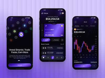 Coinza - Crypto App Design app design banking clean crypto crypto app crypto currency crypto wallet finance finance app fintech iso mobile app oripio product design trader app trading trading app design ui design wallet app