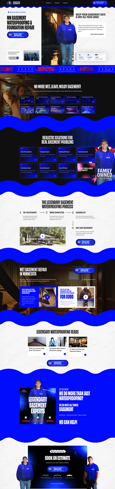 Basement Waterproofing Company Web Design basement basement waterproofing contractor development graphic design home services water waves web design webflow webflow development website