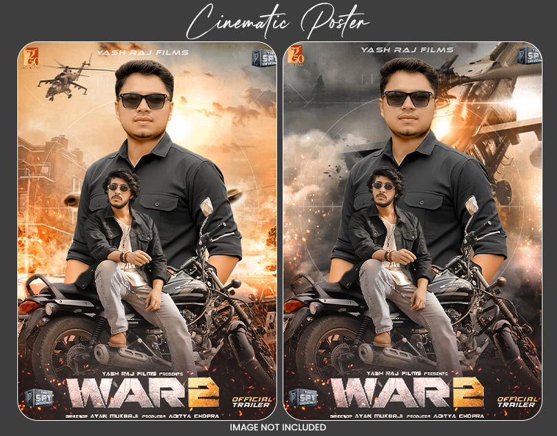 Cinematic Movie Poster Design – WAR 2 | Action Film action poster actionposter branding cinematicposter conceptposter filmartwork graphic design graphixcarry logo motion graphics movieposterdesign mustakimahmedrezwan posterdesign ui