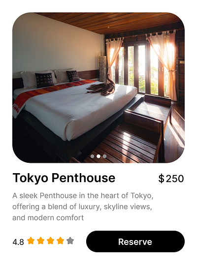 Hotel Booking Card UI app dark mode design figma graphic design illustration light mode ui mobile design ui user experience user interface ux