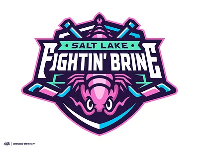 Shrimp mascot Logo | FIGHTIN' BRINE branding design esport esportlogo gamer gaming hockey hockey logo illustration logo mascot pink salt lake shrimp shrimp logo shrimps sports sports logo