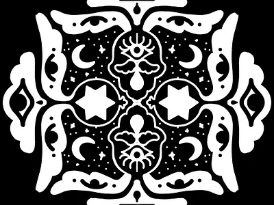 Symmetry Exploration #1 celestial hamsa moon pomegranate star of david stars tears
