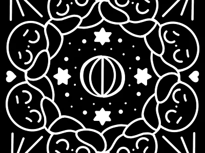 Symmetry Exploration #3 black and white hug star of david stars tile