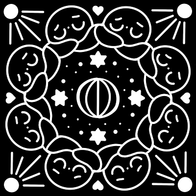 Symmetry Exploration #3 black and white hug star of david stars tile
