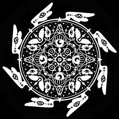 Symmetry Exploration #4 black and white eyes procreate stars tile wings