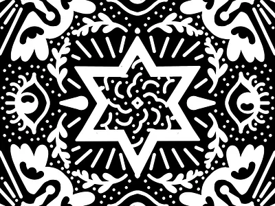 Symmetry Exploration #5 abstract black and white eyes illustration jewish procreate star of david stars symmetry tears wings wreaths