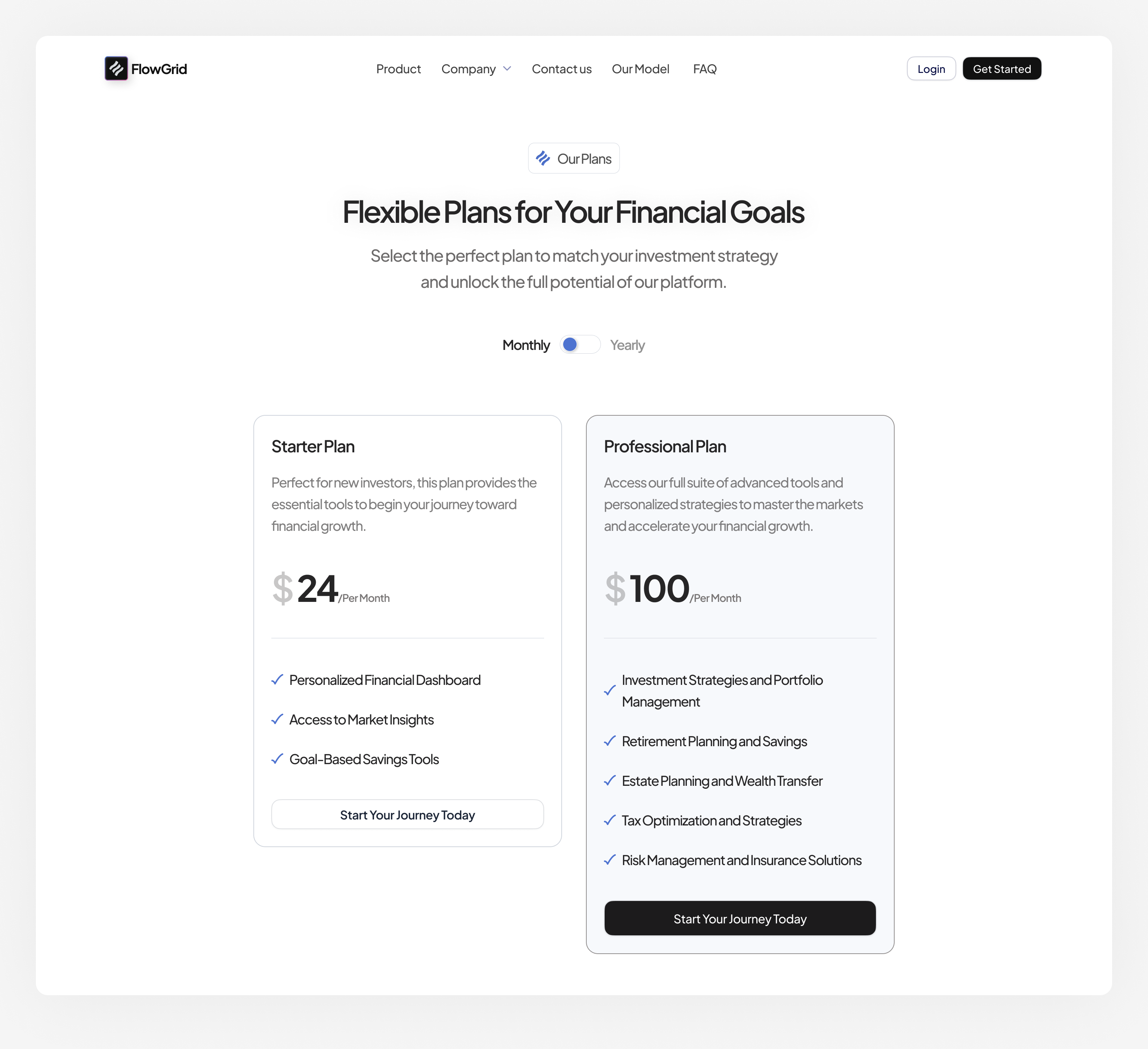 FlowGrid Pricing Section interaction design pricing product design ui ux