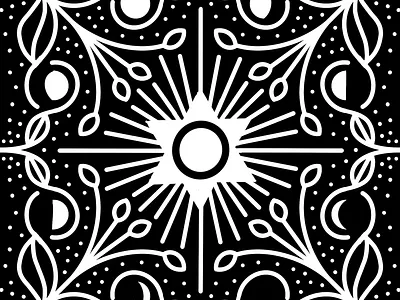 Symmetry Exploration #5 abstract beams black and white blossoms halo jewish lunar cycle lunar phases magen david procreate star of david