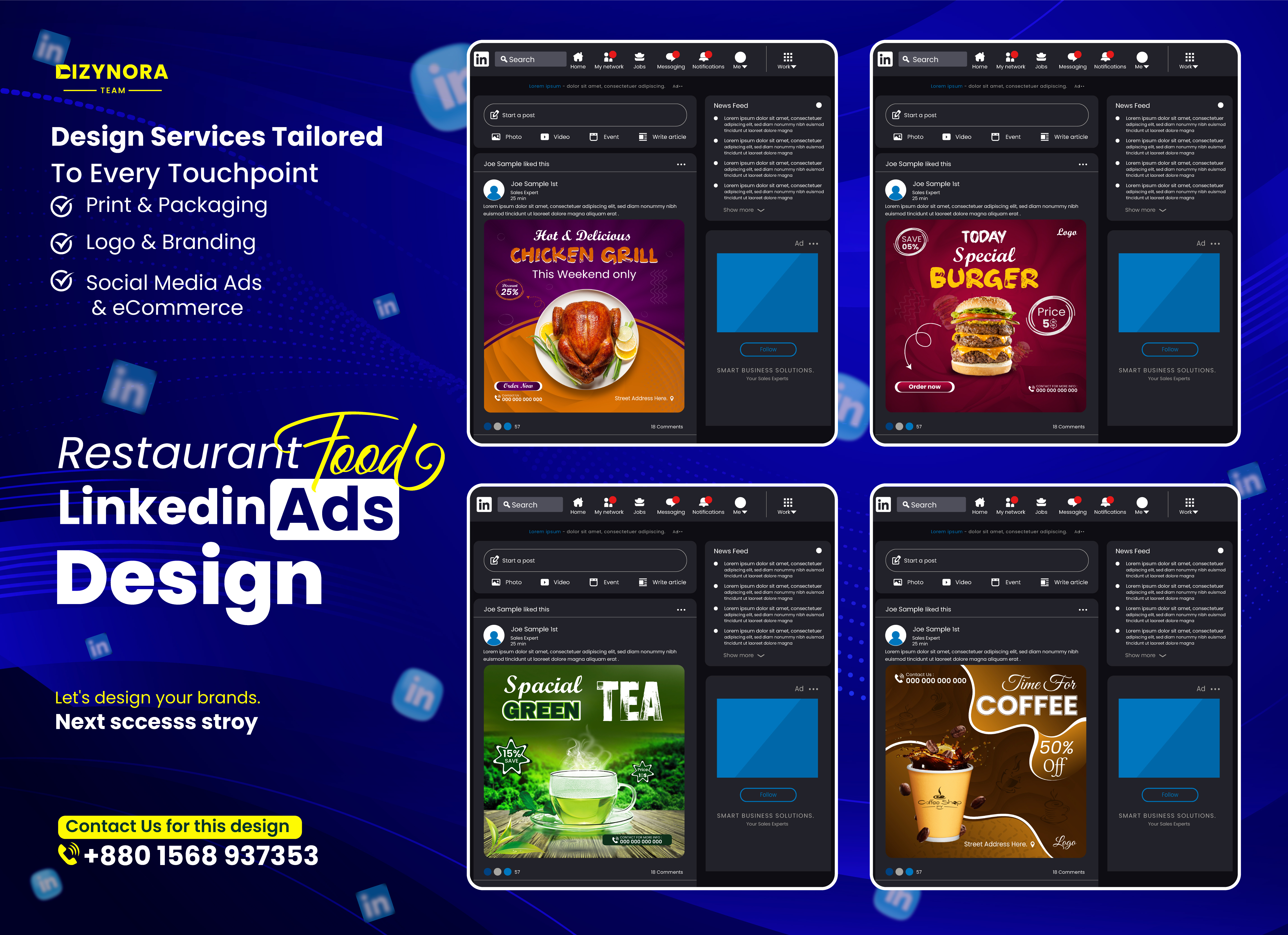 Restaurant Food Linkedin ads design addesign advertisingdesign bannerdesign burgerdesign cafedesign coffeetime dailydesign designinspiration designoftheday dizynorateam dribbble dribbblebestshots foodads fooddesign foodphotography linkedinads mockupdesign restaurantdesign srgraphixlab visualdesign