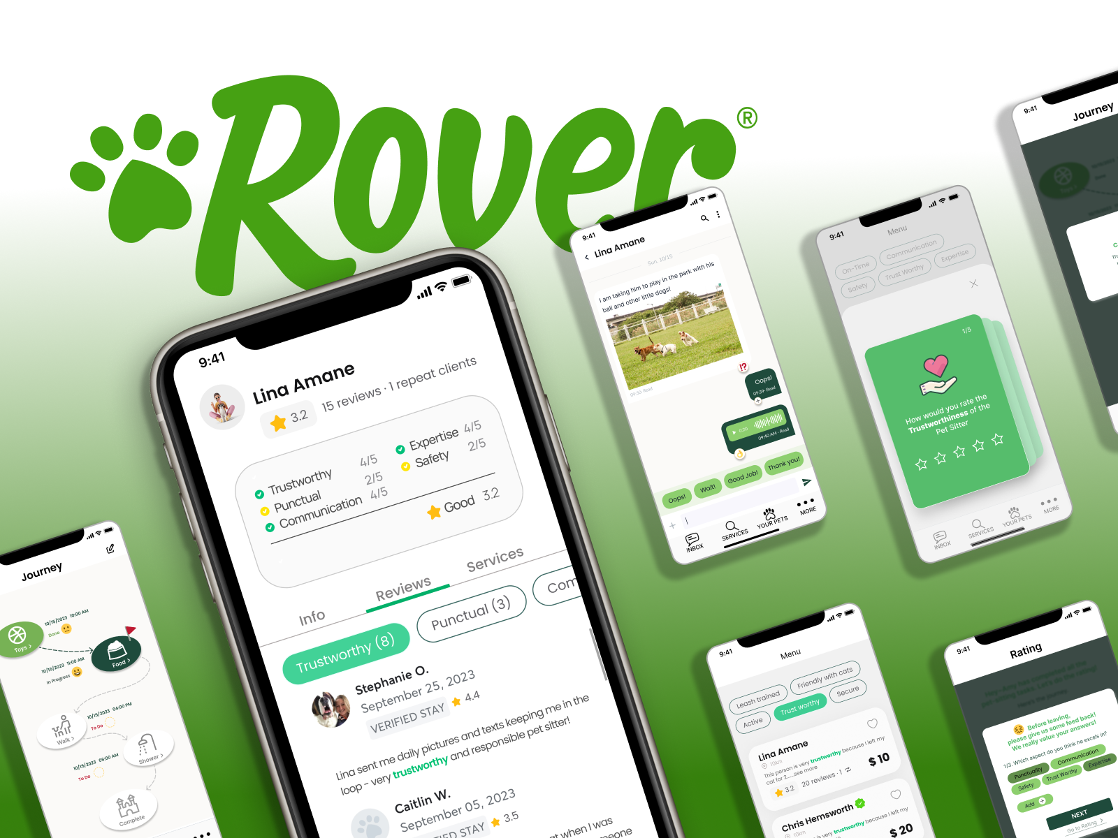 Rover | Enhance Rating System to Better Match Sitters and Owners app design app redesign mobile app design pet care rating system rover ui design ux design ux research