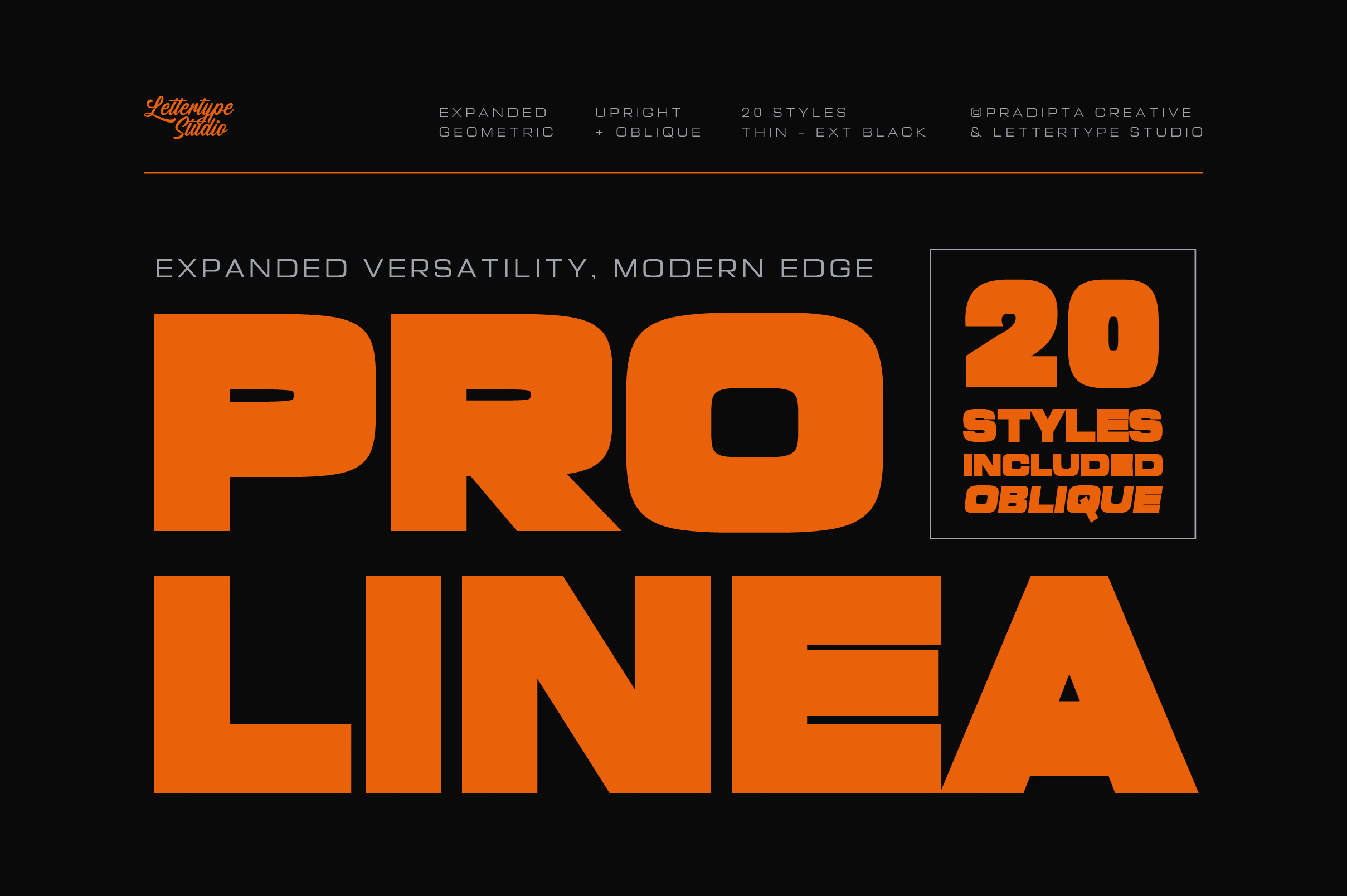 Prolinea – Expanded Geometric Sans Serif Family elegant