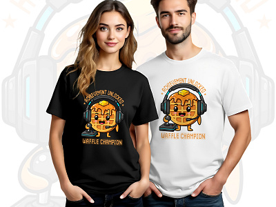 Waffle Champion – Cute Gamer T-Shirt Design branding christmas clothing design fashion funny gamer graphic design halloween humor illustration logo retro tshirt typography ui vector waffle