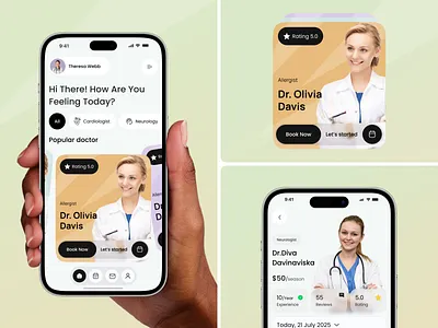 Doctor Appointment Mobile App ai doctor chatbot appointment doctor doctor app doctor booking health app healthcare hospital app medical app medical ui mobile app online doctor telemedicine ui design