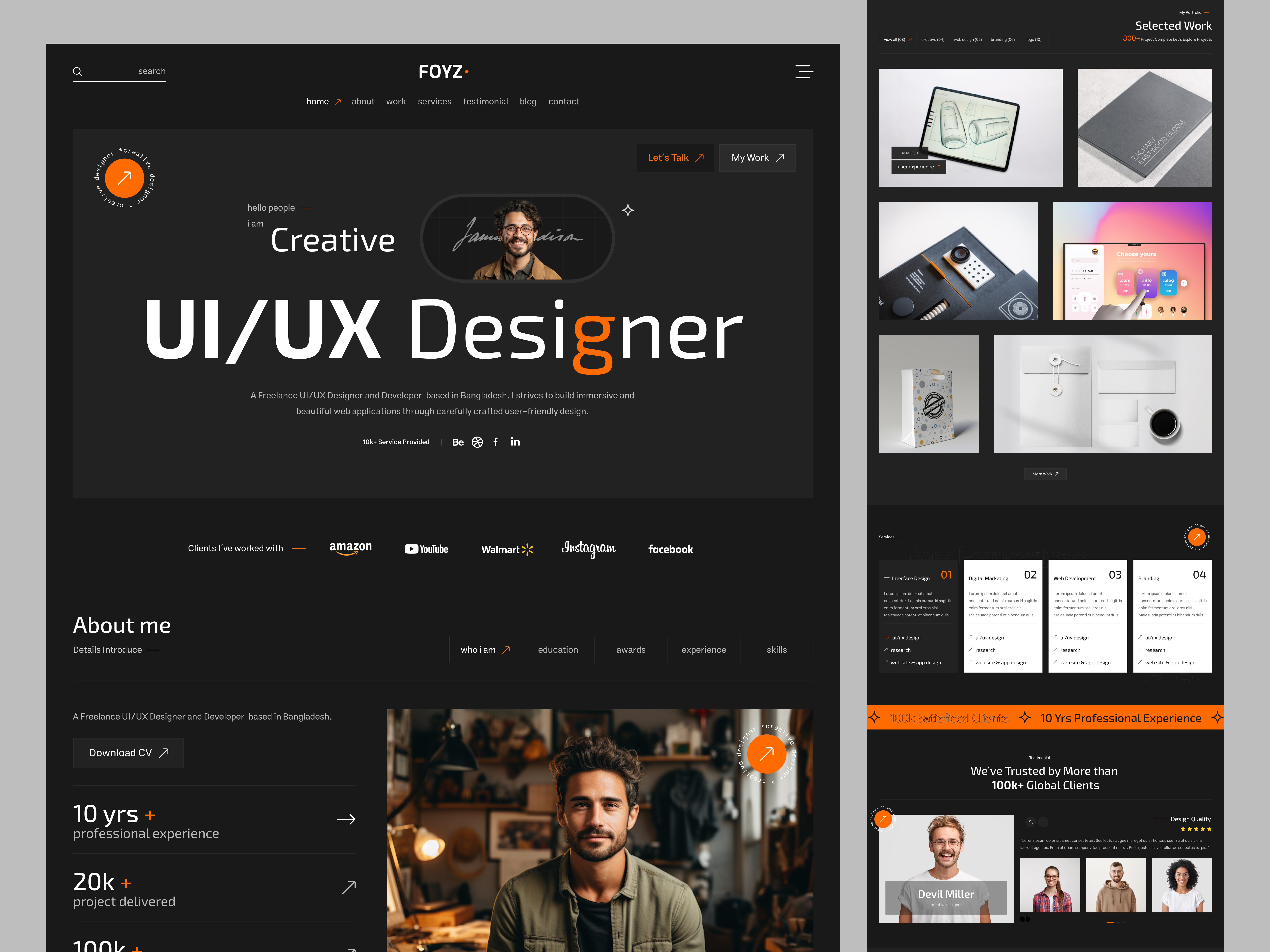 Personal Portfolio Website Design - Dark Version dark designer website landing page personal portfolio ui uiux design web design website website design