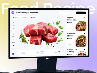AI Food Recipe Dashboard ai dashboard crm dashboard dashboard design food dashboard food delivery app food recipe app food website meal dashboard product recipe dashboard service web design website website design