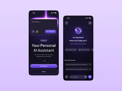 AI Assistant App ai ai assistant ai assistant app ai chatbot app design app ui cleanui design image generator modern modern ui trendy ui ui design uiux voice assistant