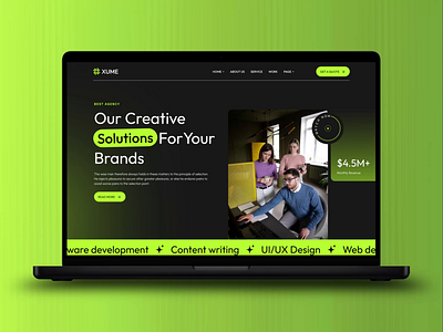 XUME: Creative Agency Website Design for Branding, Web & Digital ageny apps design branding design digital digitalservice illustration landing page services softcrafty ui uin ux design website design