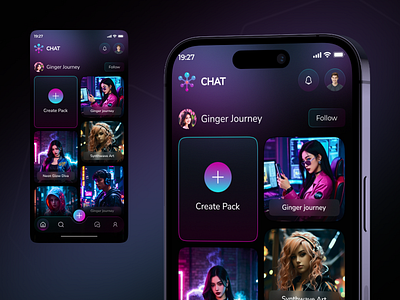 AI Chat & Image Generator App UI Design ai ai design ai image generator al app al image app app design art generator artificial intelligence dark mode generate with ai image generator app ios mobile app mobile design product design prompt to image text to image ulux