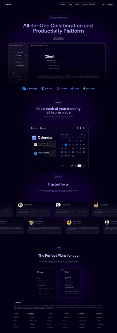 SaaS Web Design – All-in-One Collaboration Platform branding graphic design ui