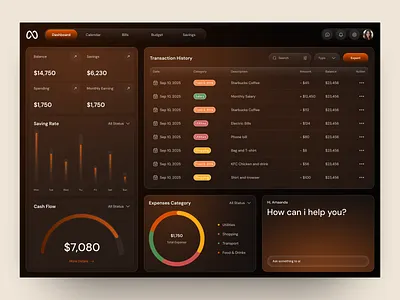 Fintech AI - Saving Tracker Dashboard dashboard design fintech management saving transaction web dashboard web design web interface web site web3