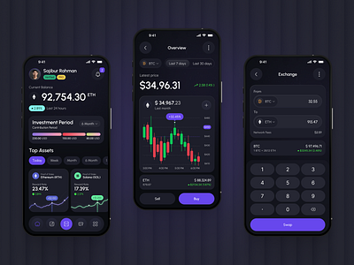 Crypto Wallet Mobile App Design app design app design figma app designer crypto app design crypto currency crypto wallet app design figma uiux modern app design ui ui desiger ui ux design ux designer wallet wallet app
