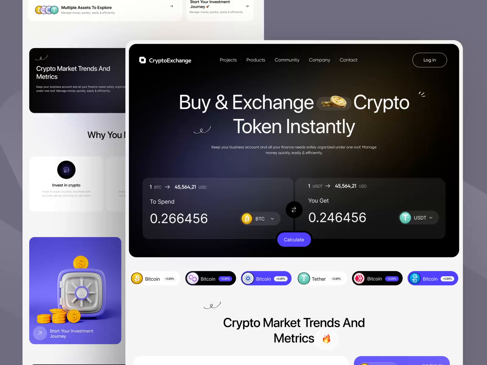 Crypto and exchange web ui design by Roohi Koohi ✦ on Dribbble