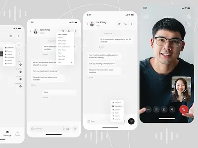 Functional Chat & Video Call Flow Design app design chat chat app chatting app clean app ui message app messaging app mobile app real estate communication uiux video call whatsapp