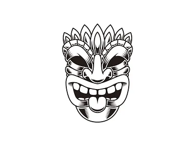 Tiki aloha illustration logo mask summer tiki tiki bar tribal vector