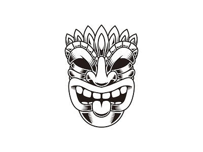 Tiki aloha illustration logo mask summer tiki tiki bar tribal vector