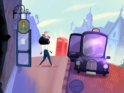 Pip and the Hat 01 animation black girl book cab car character characters city england hat illustration mouse shop story street tale taxi victorian