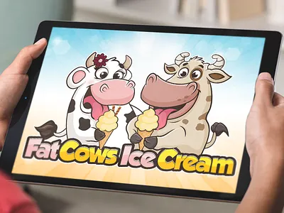 Cute Cow Cartoon Logo, Ice Cream Mascot Brand Design 2d beehaya branding cartoon cartoon character cartoon logo character chubby cow cute design graphic design ice cream illustration logo mascot vector