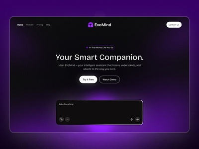 AI Assistant Website Hero Section ai ai assistant design hero interface product service startup ui ux web