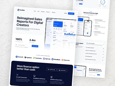 Conflict - Sales Report Landing Page dribbble showcase