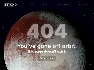 404 Error page for a Space Simulation Webapp- Beyond #dailyui 404 404 error error page not found space webpage
