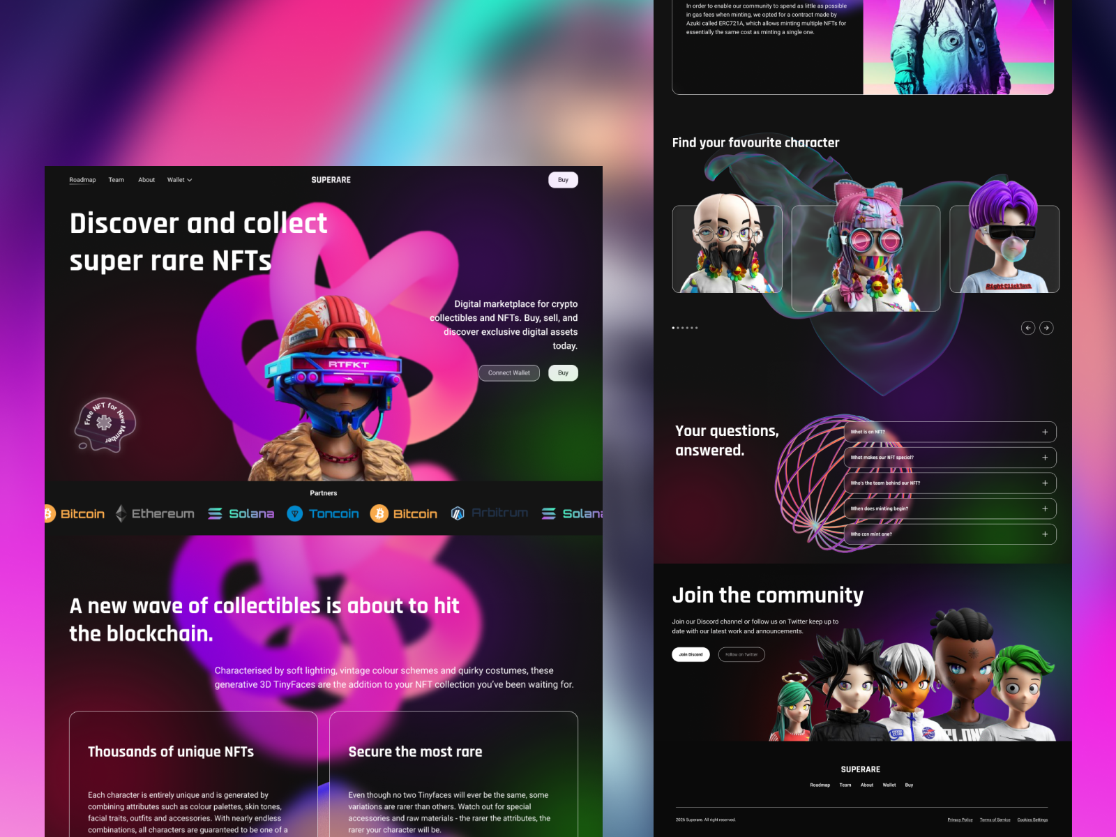 SuperRare NFT Website Exploration 3d 3dillustration branding crypto graphic design illustration landingpagedesign nft productdesign ui uidesign web3 webdesign